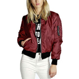 Spring Autumn Women Lady Thin Jackets Fashion Basic Bomber Jacket Long Sleeve