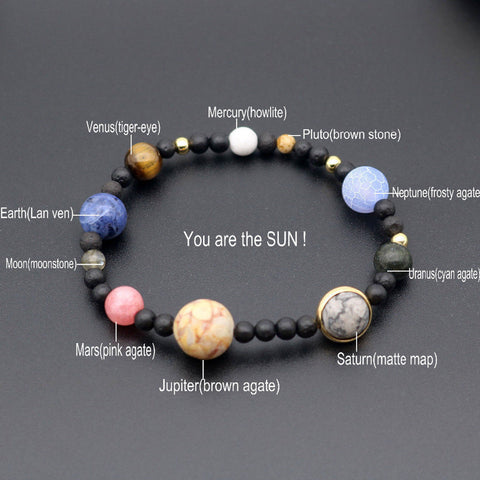 New Fashion Nine Planets Of Solar System Stone Beaded Bracelet Women Girl Gifts